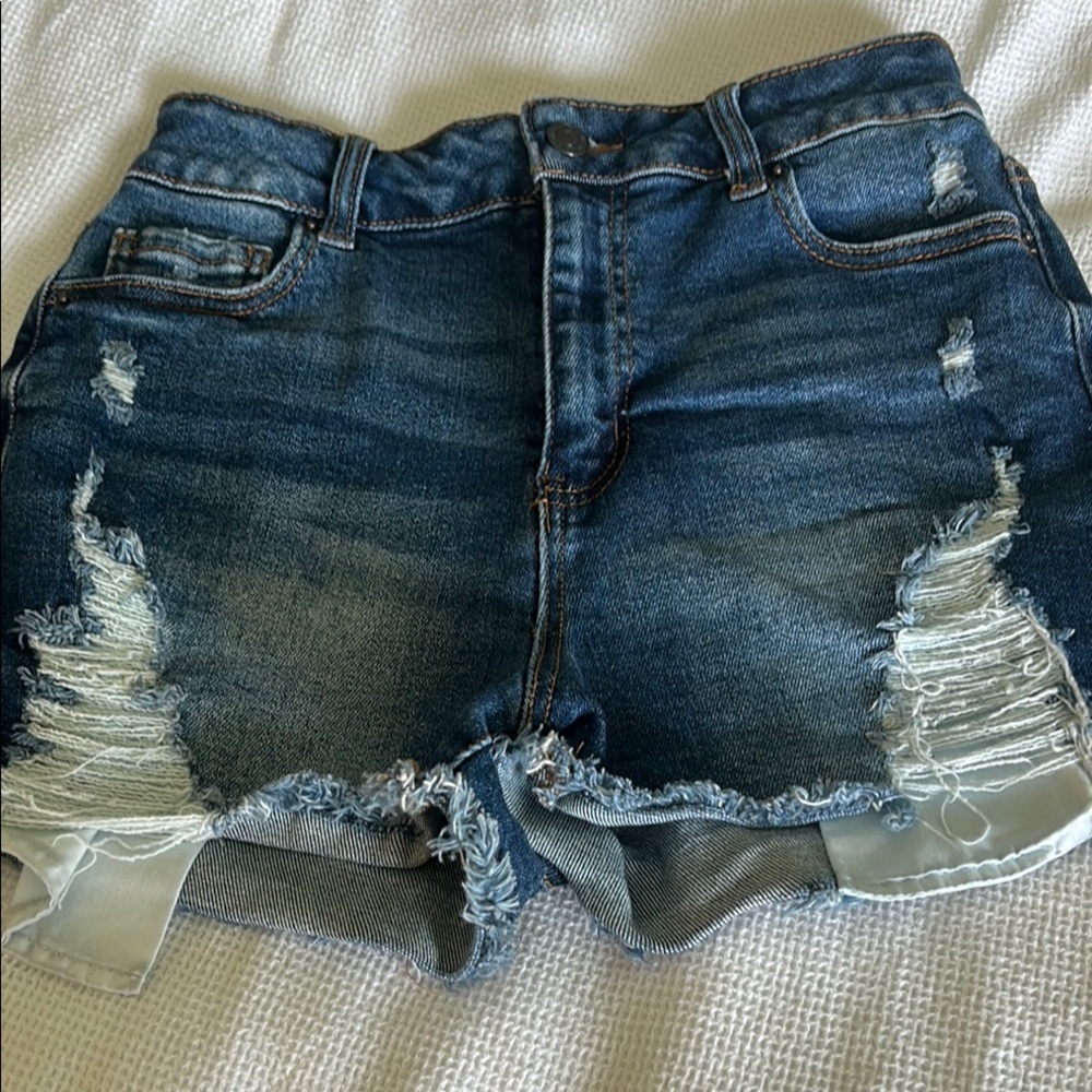 Distressed Denim Shorts